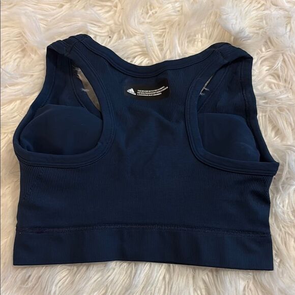 adidas Navy Blue Scoop Neck Sports Bra - Picture 2 of 4